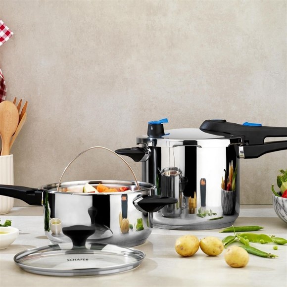 Schafer 1S2419-27002-INX01 Gusto Chef 2 li Düdüklü Tencere Seti 4+7 L 4 Parça-Inox